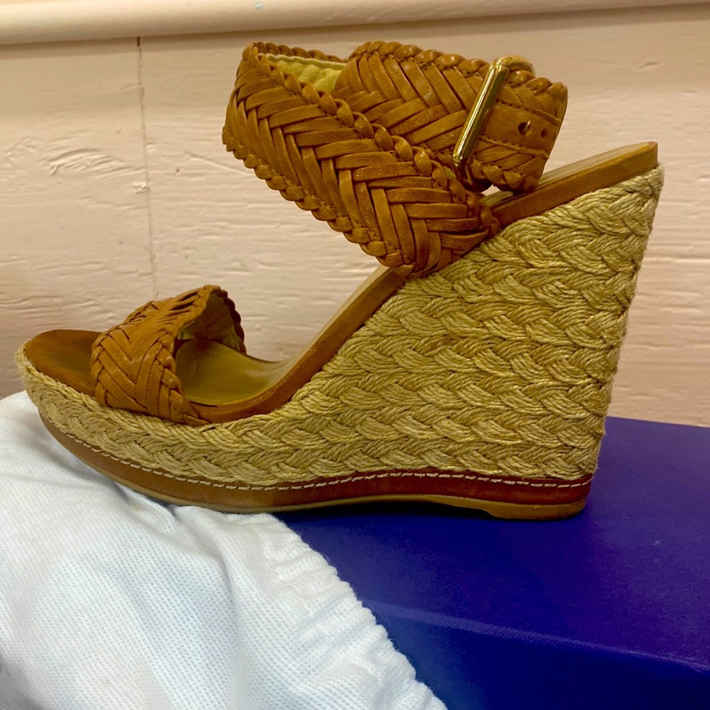 Adobe Vecchio Nappa Espadrille Wedge 4.5 inch. Gently worn, in box w/dust bag